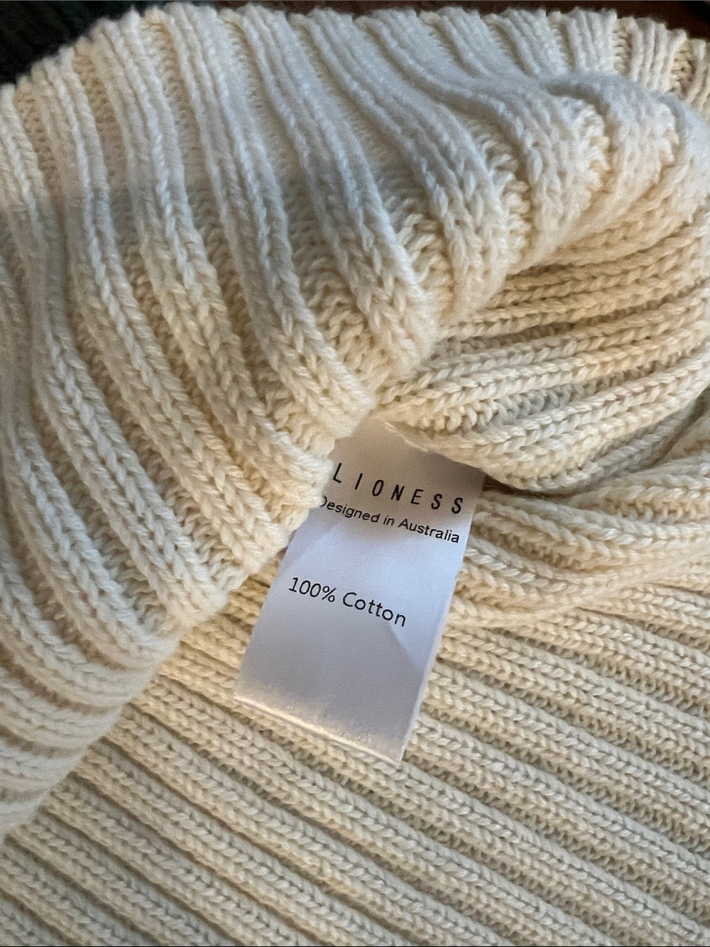 đŠNWOT | LIONESS 100% Cotton Cream & Green L/S Rugby Sweater w/ Collar | Size S - Picture 4 of 8